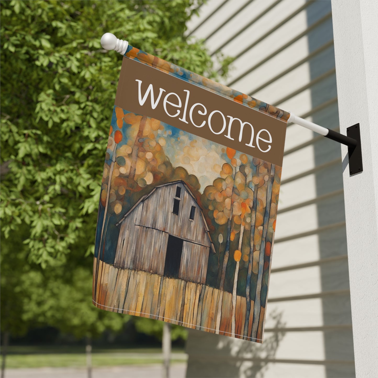 Old Barn Welcome 2-Sided Garden & House Flag/Banner