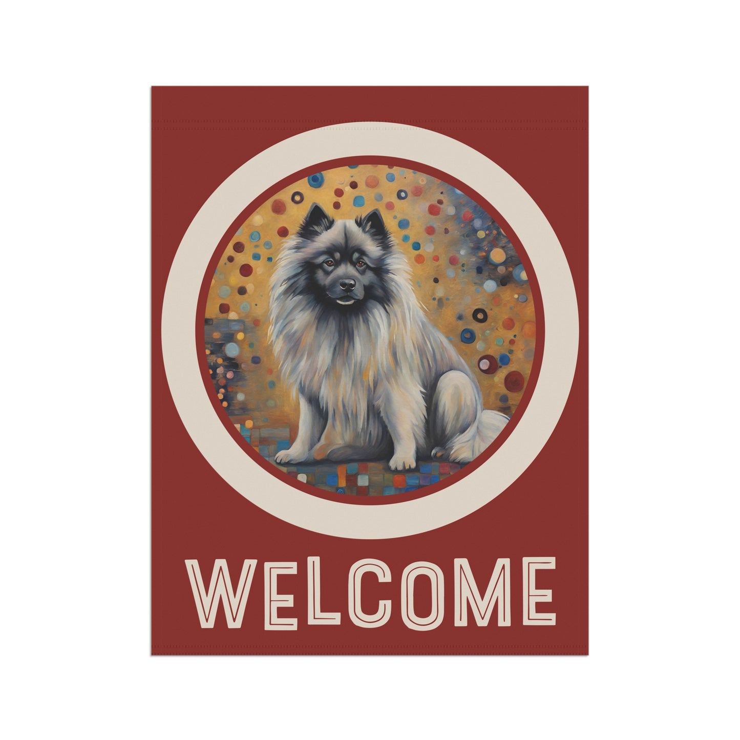 Keeshond Welcome 2-Sided Garden & House Flag/Banner