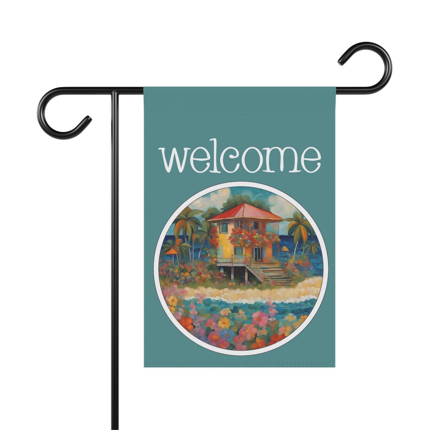 Beach Bungalow Welcome 2-Sided Garden & House Flag/Banner