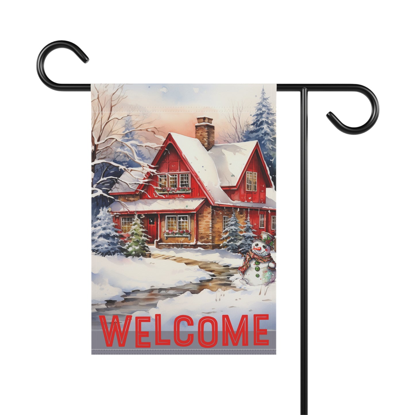 Winter Home Snowman Welcome 2-Sided Garden & House Banner