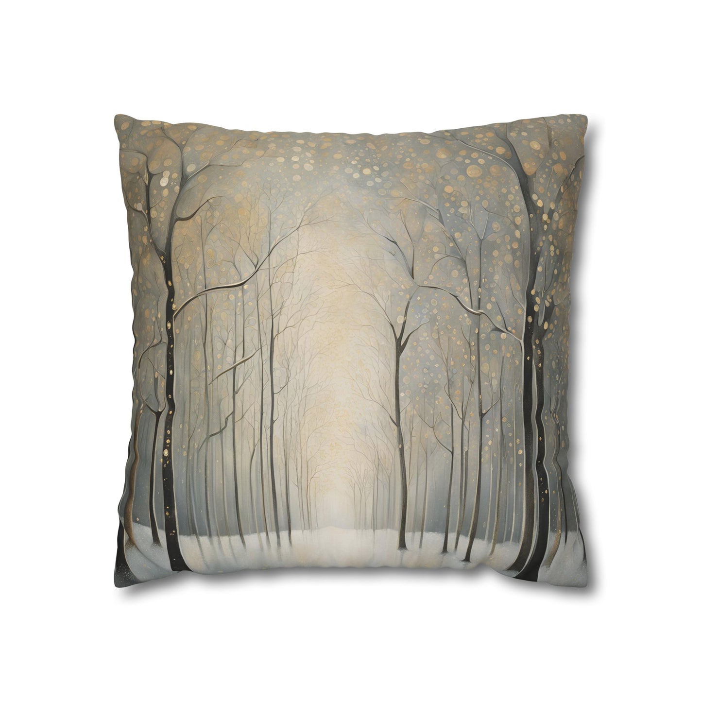 Trees in the Mist Square Poly Canvas Pillowcase