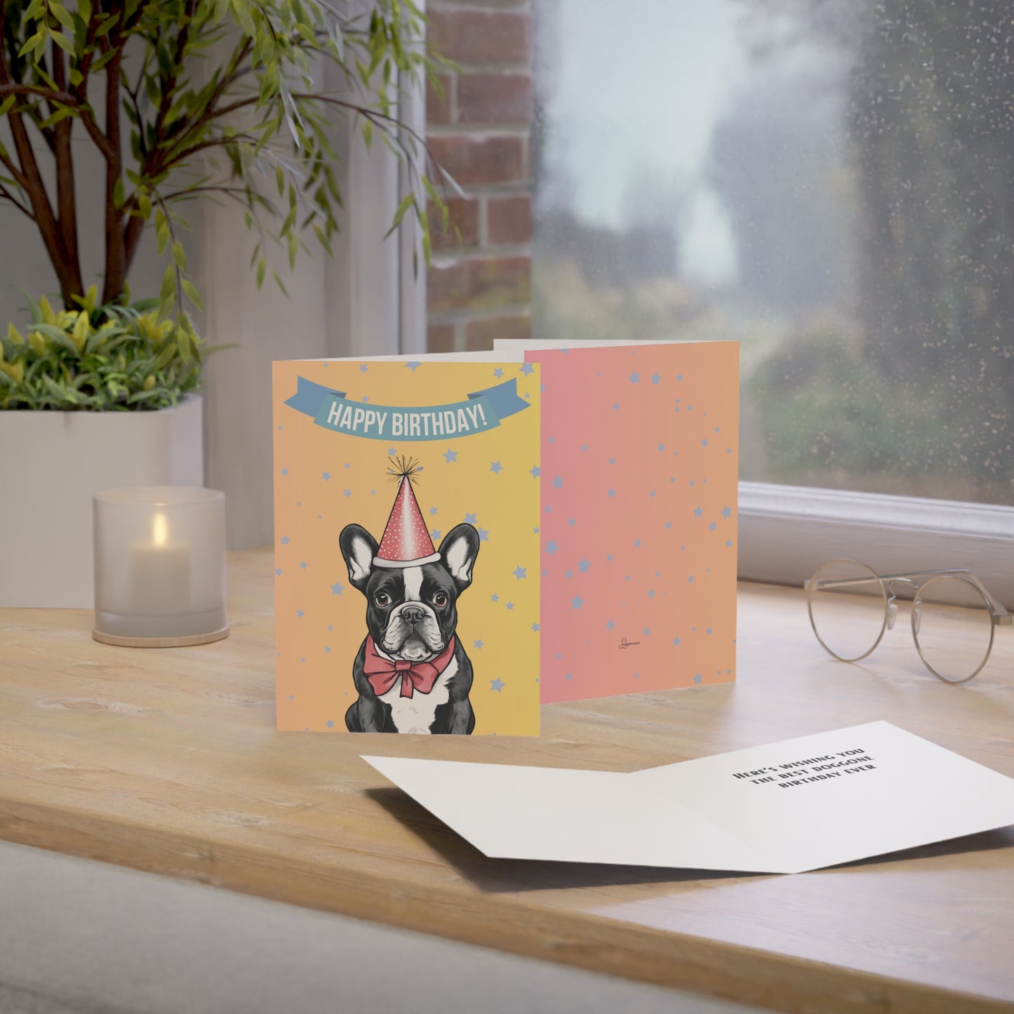 French Bulldog Happy Birthday 5 x 7 Greeting Cards (10 Pack)