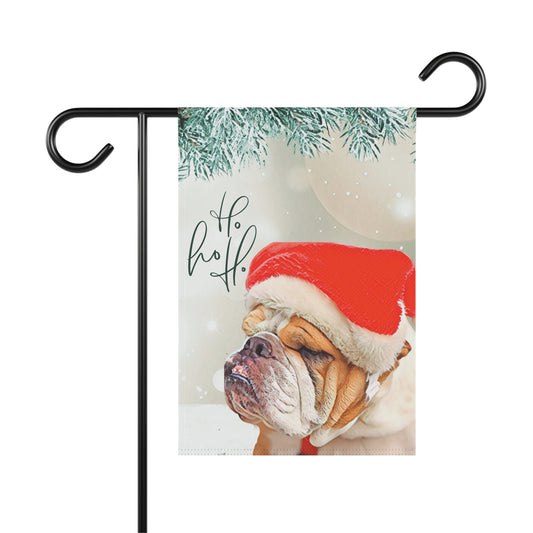 Ho Ho Ho Bulldog Santa 2-Sided Garden Banner