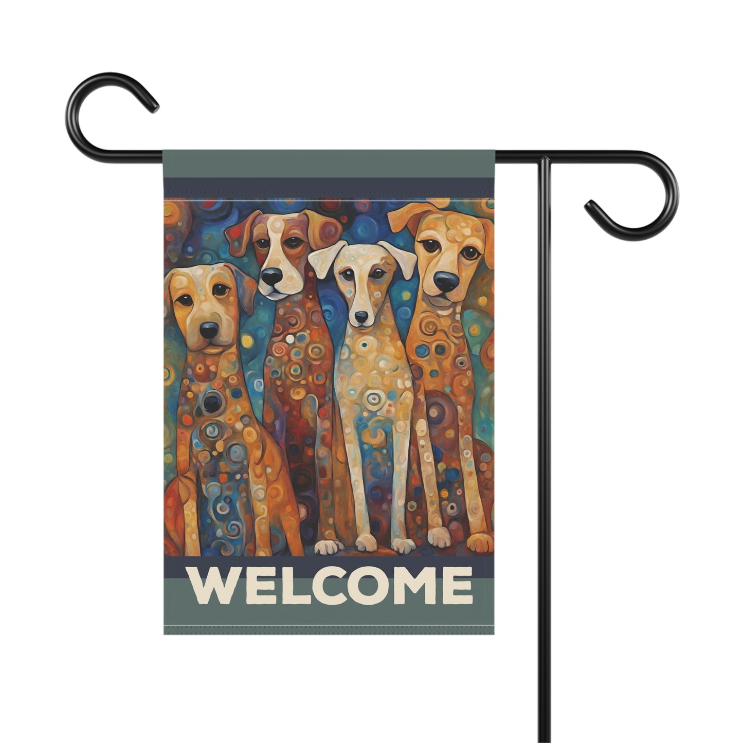 Canine Quartet Welcome 2-Sided Garden & House Flag/Banner