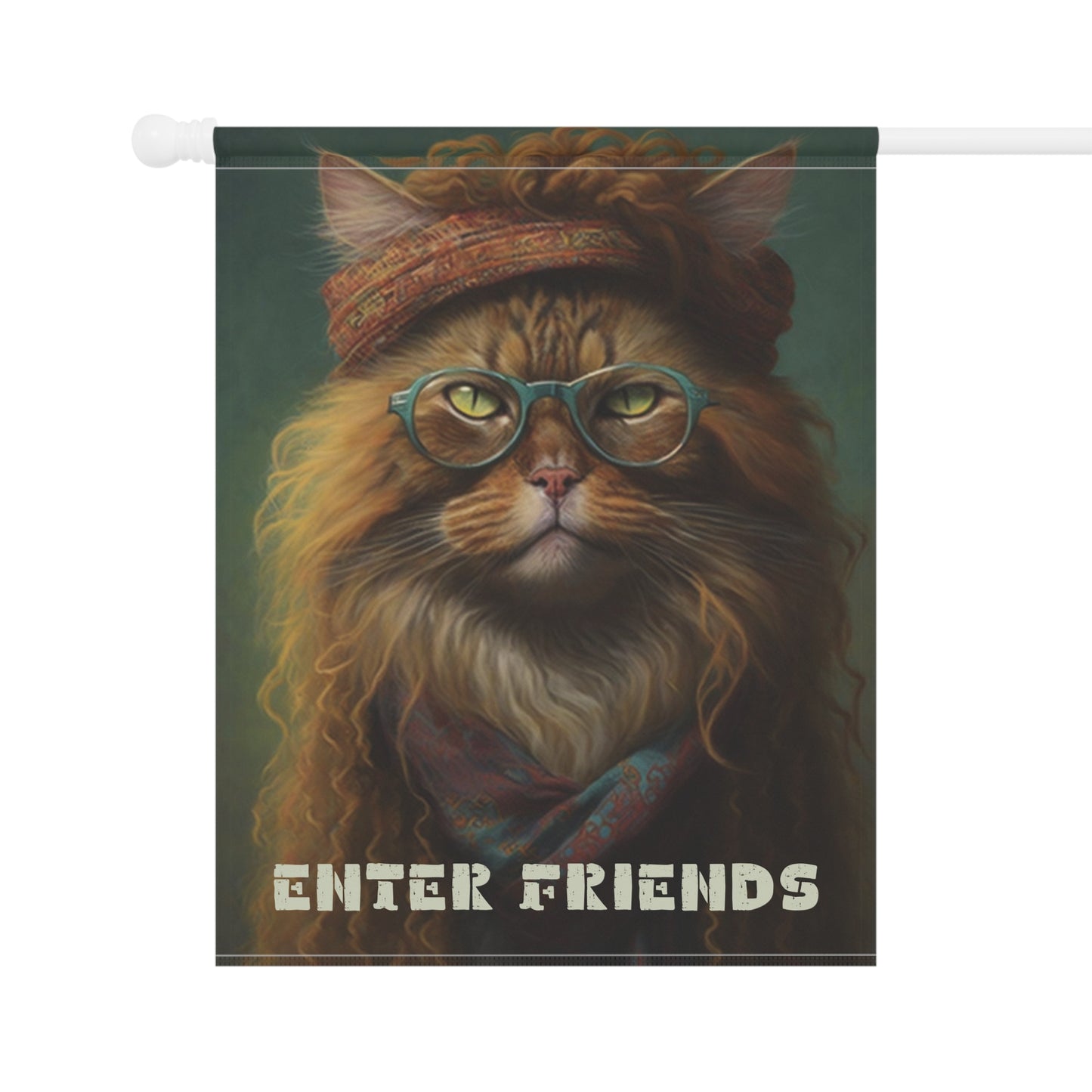 Enter Friends Bohemian Cat 2-Sided Garden & House Flag/Banner