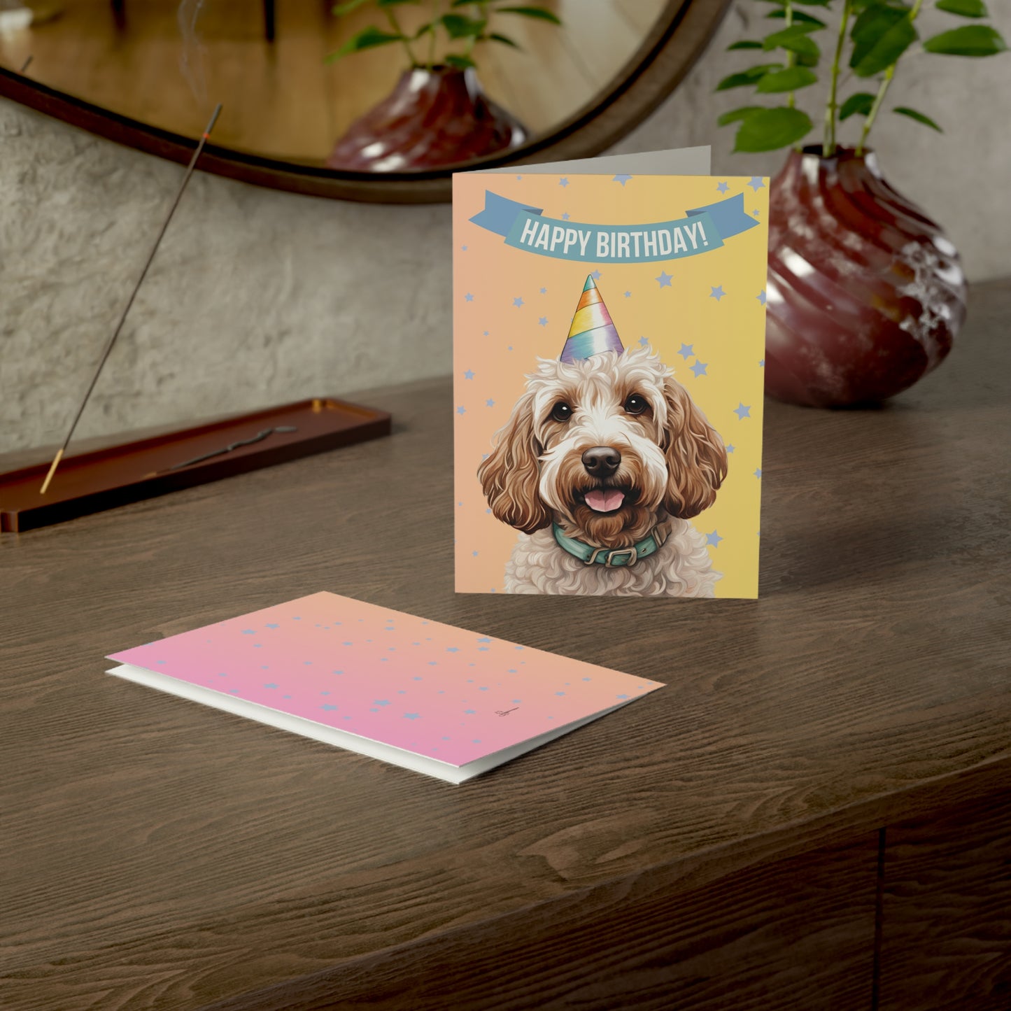 Cockapoo Happy Birthday 5 x 7 Greeting Cards (10 Pack)