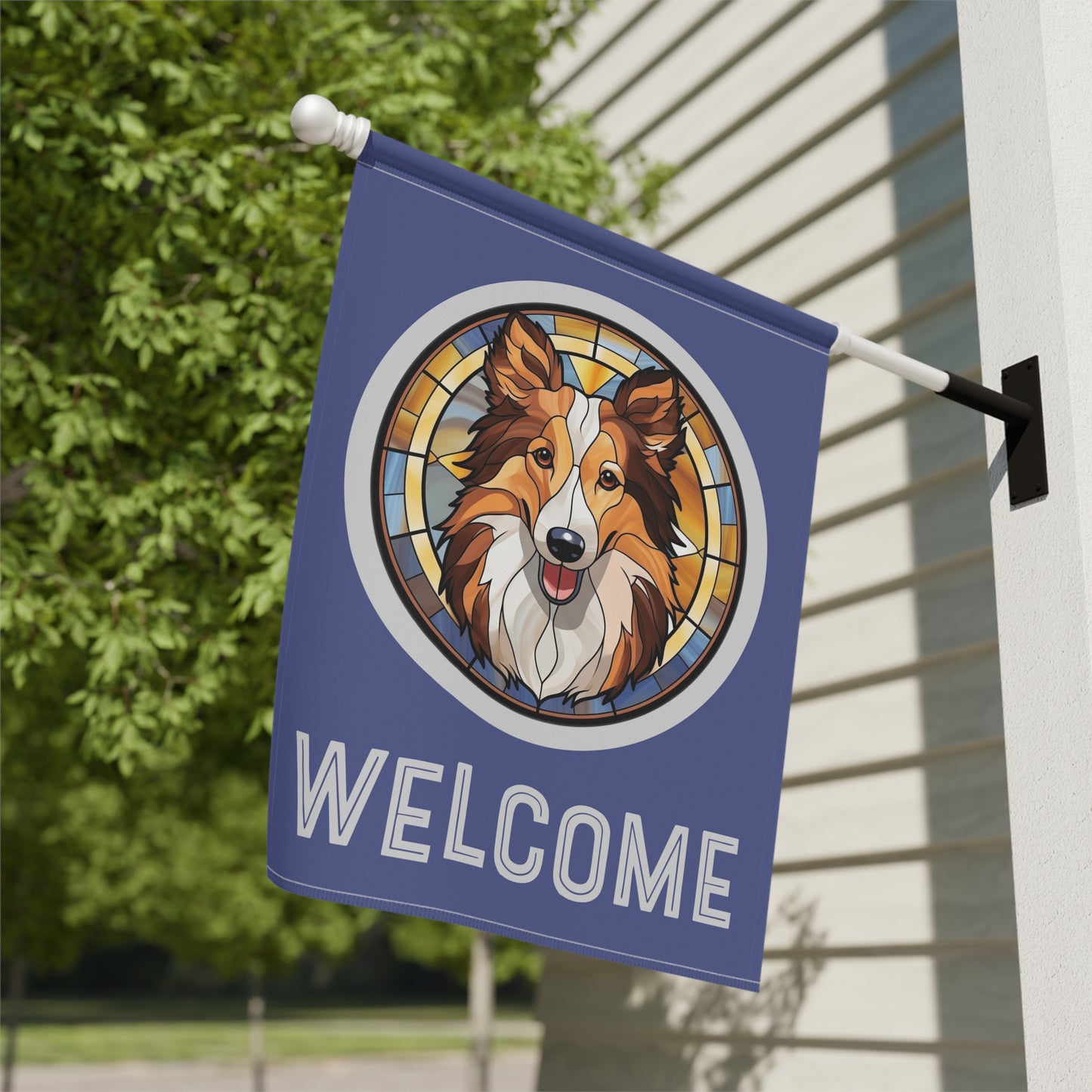 Shetland Sheepdog Welcome 2-Sided Garden & House Flag/Banner