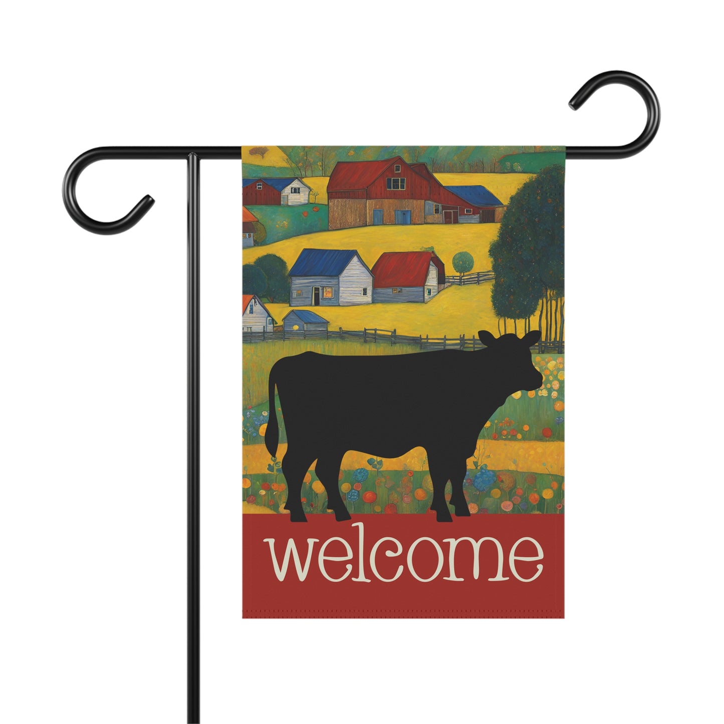 Cow Silhouette Welcome 2-Sided Garden & House Flag/Banner