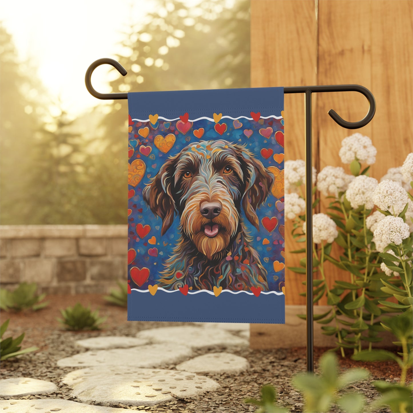 German Wirehaired Pointer Valentine 2-Sided Garden & House Flag/Banner