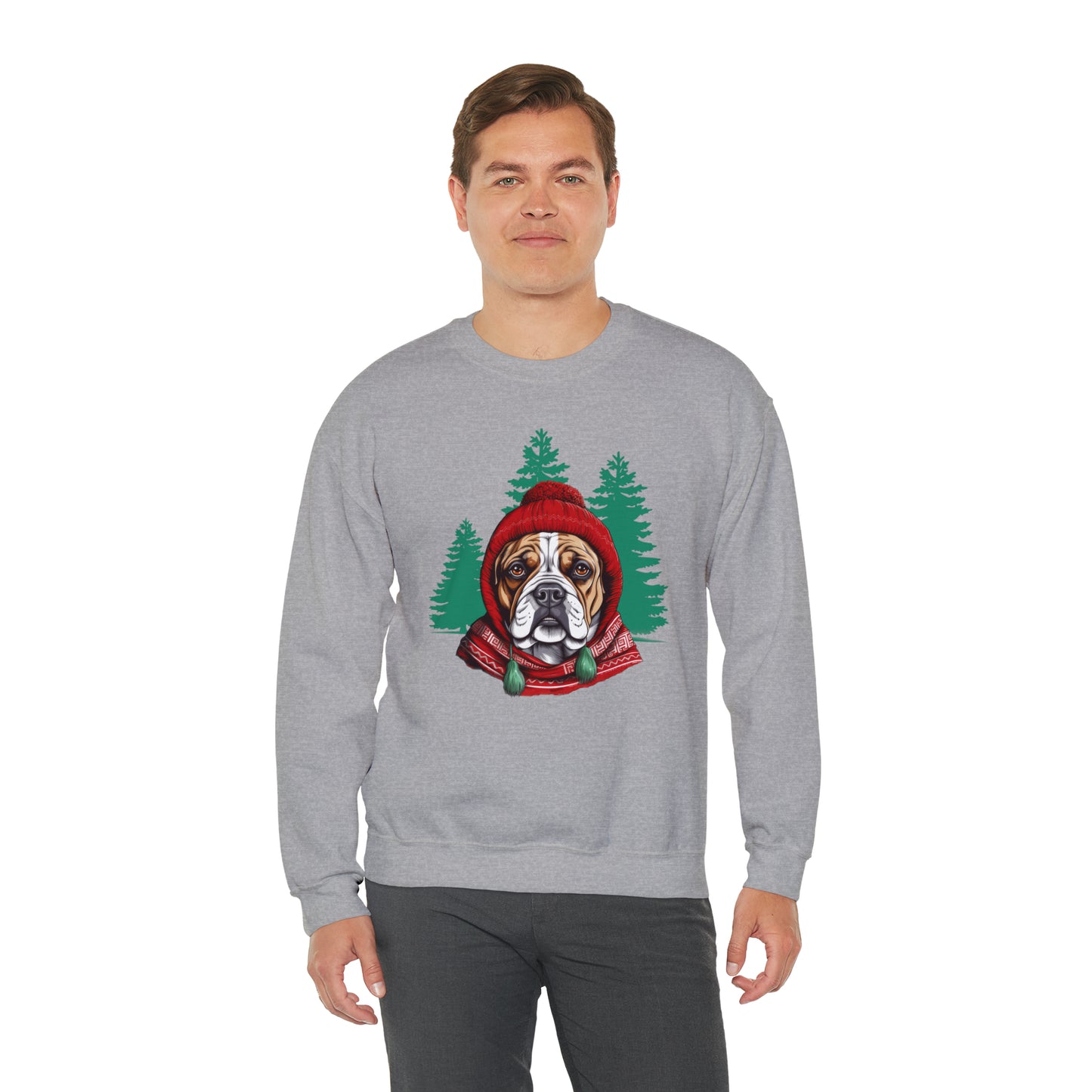 Bulldog in Stocking Hat & Scarf Unisex Heavy Blend™ Crewneck Sweatshirt