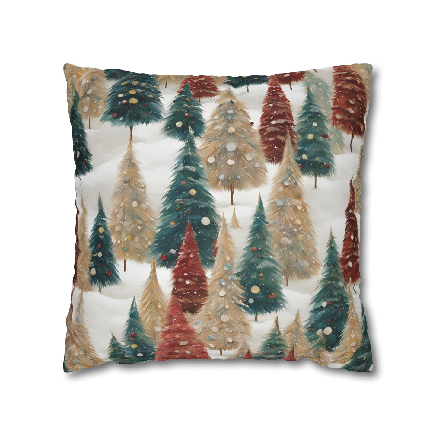 Pines in the Snow Square Poly Canvas Pillowcase