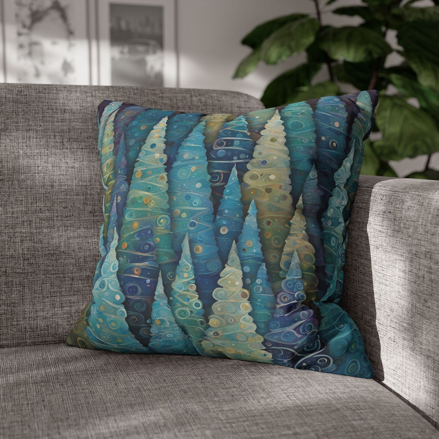 Cool Trees Square Poly Canvas Pillowcase