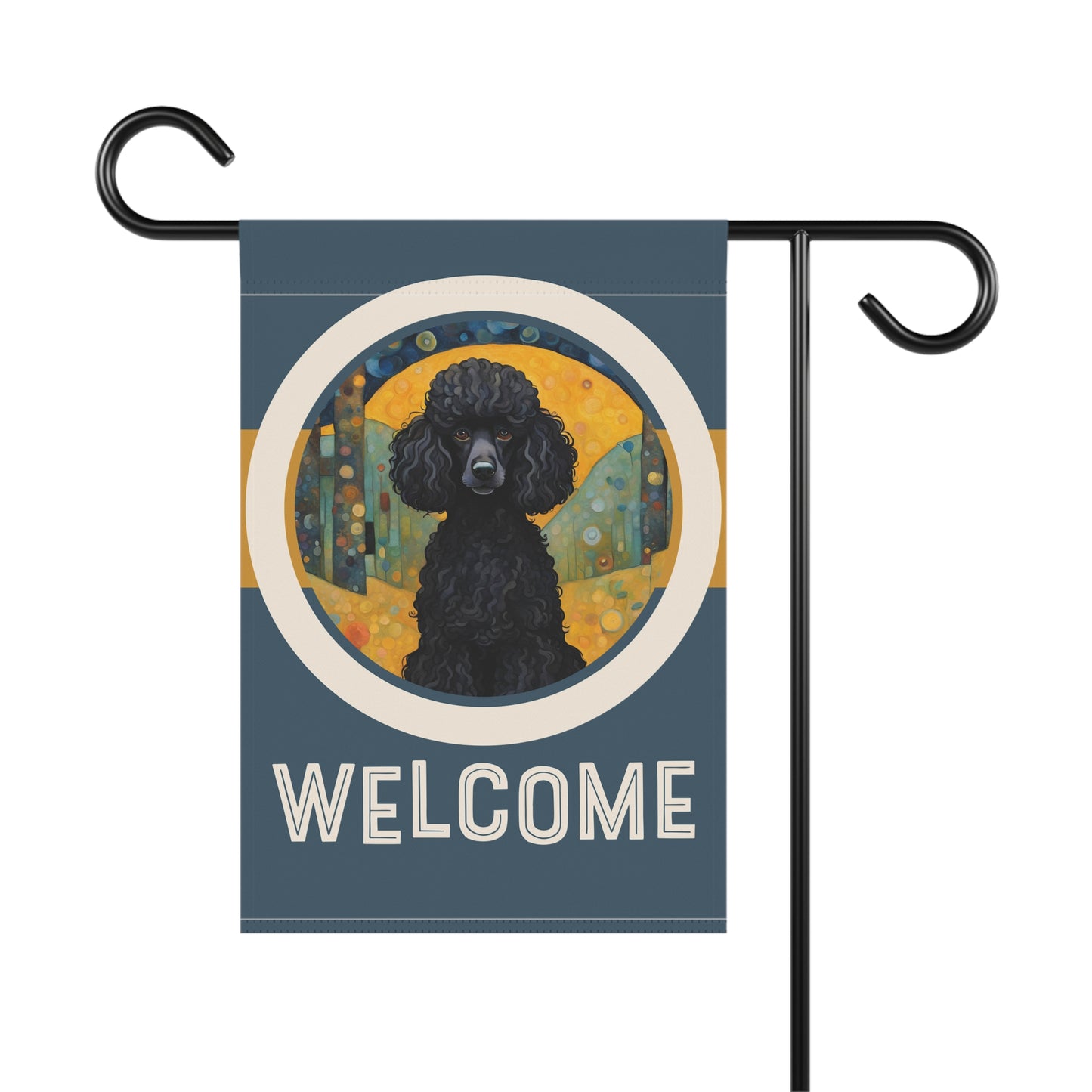 Black Poodle Welcome 2-Sided Garden & House Flag/Banner