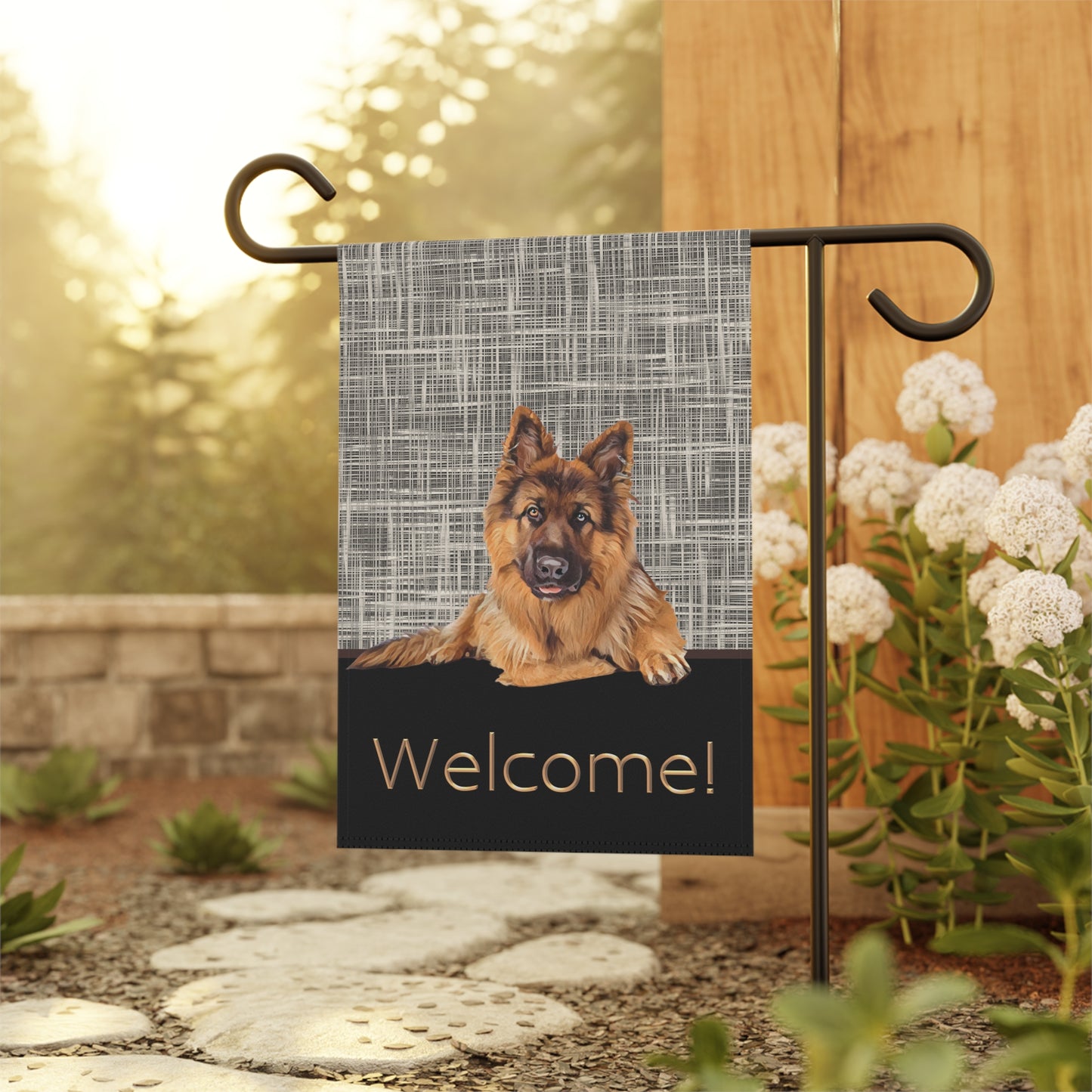 German Shepherd Welcome 2-Sided Garden & House Flag/Banner