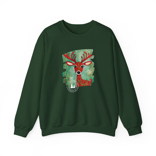 Red Reindeer Merry Christmas Unisex Heavy Blend™ Crewneck Sweatshirt