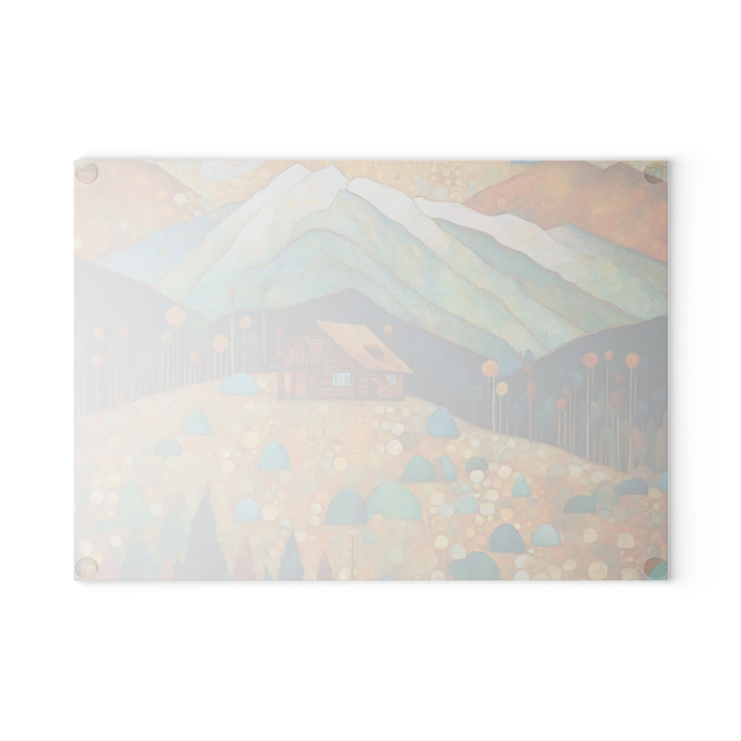 Lone Cabin in the Mountains Tempered Glass Cutting Board