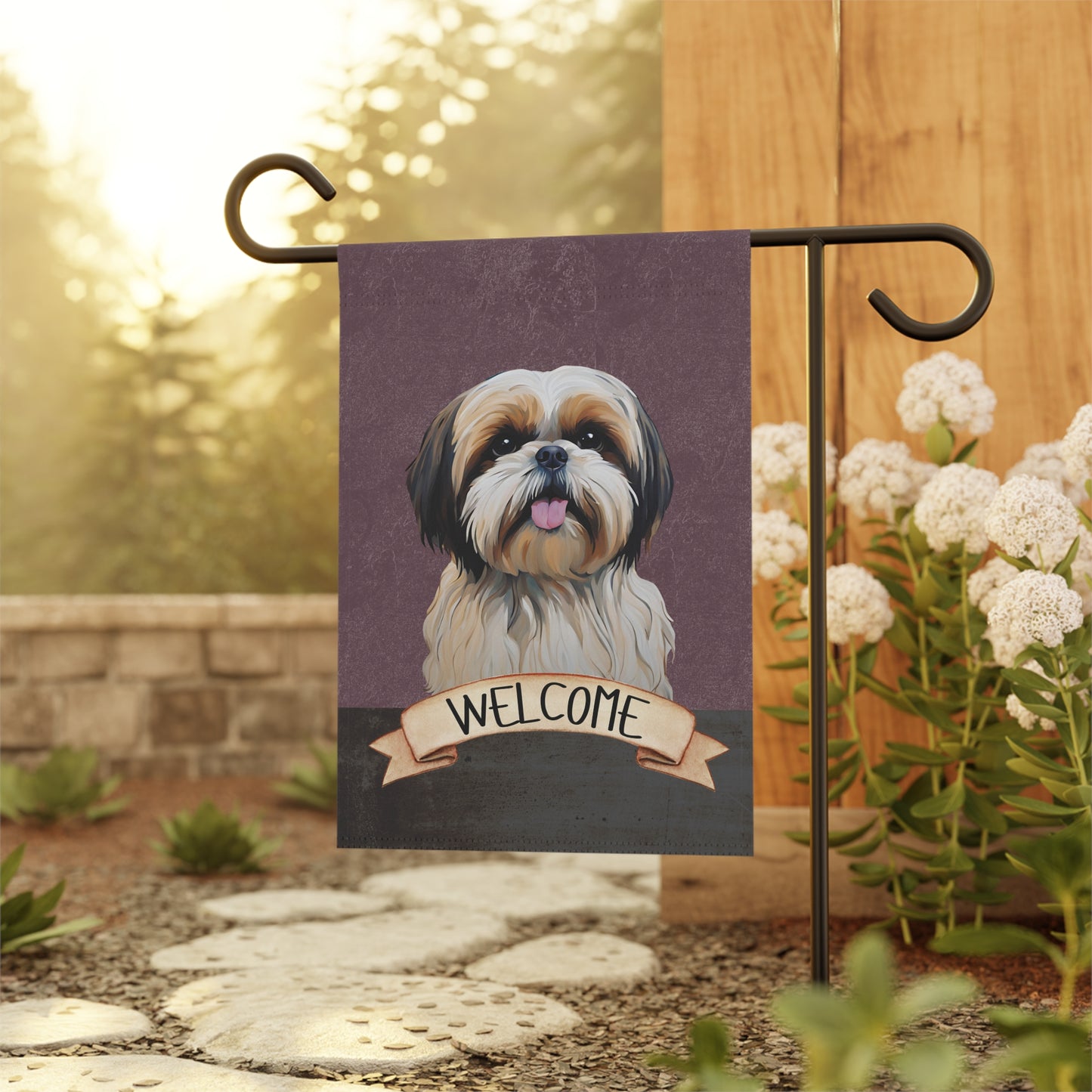 Shih Tzu Welcome 2-Sided Garden & House Flag/Banner