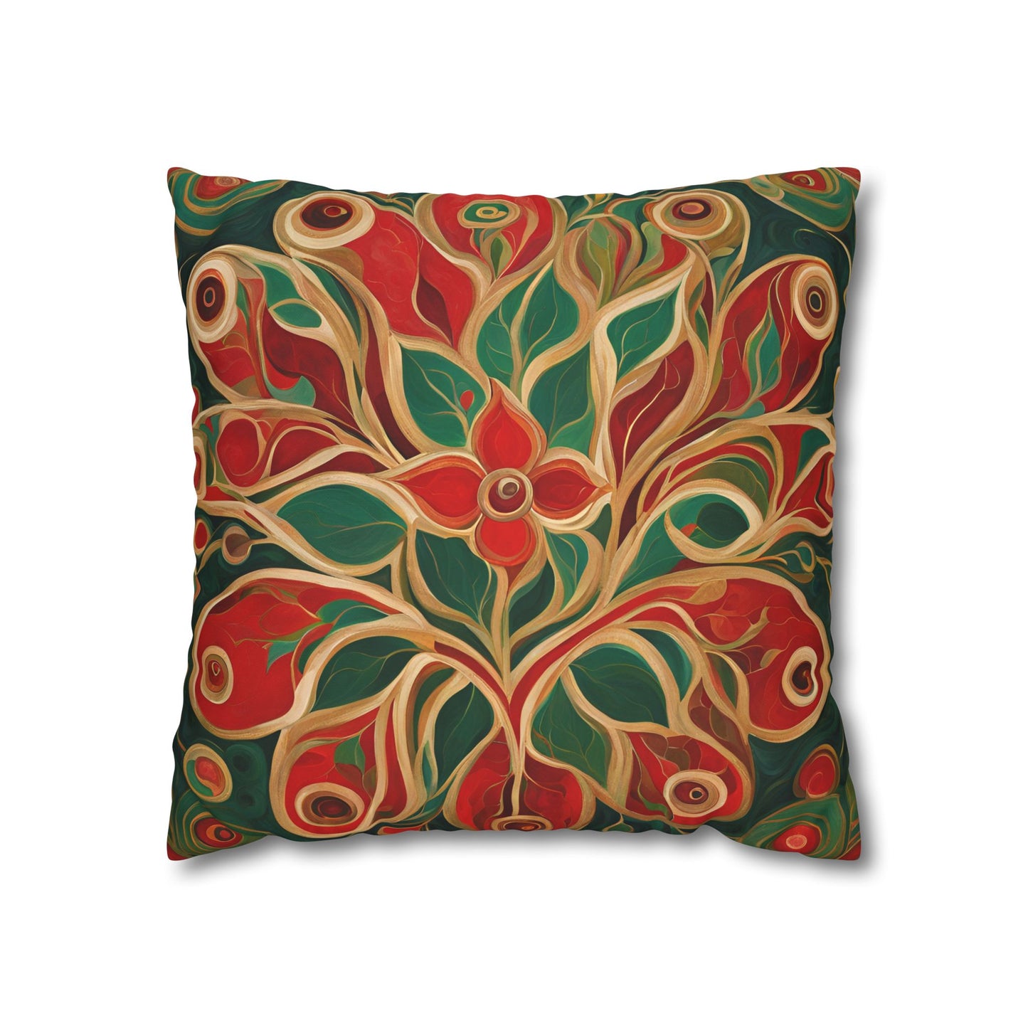 Holiday Bloom Square Poly Canvas Pillowcase