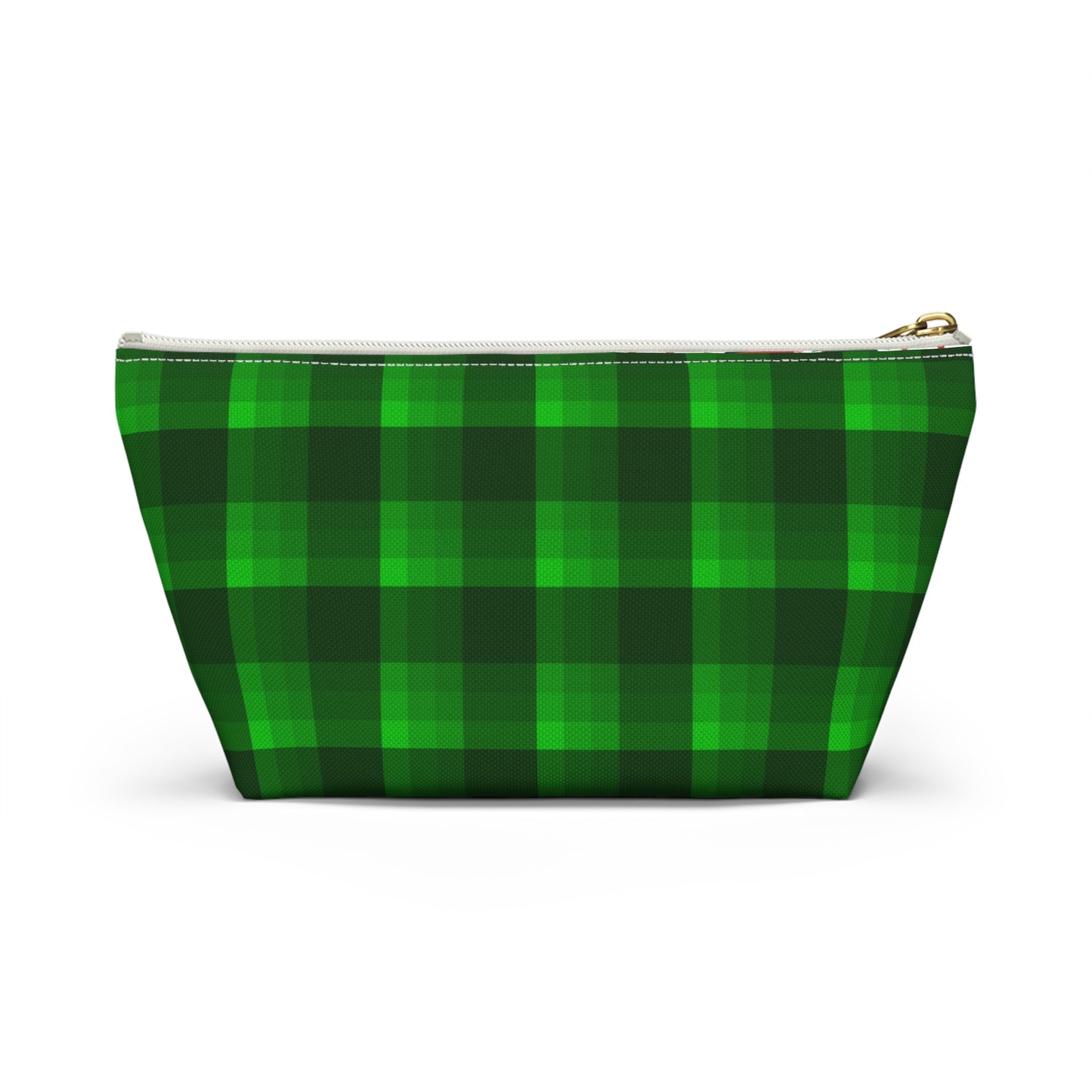 Sledding Penguins Green Plaid Accessory Pouch w T-bottom