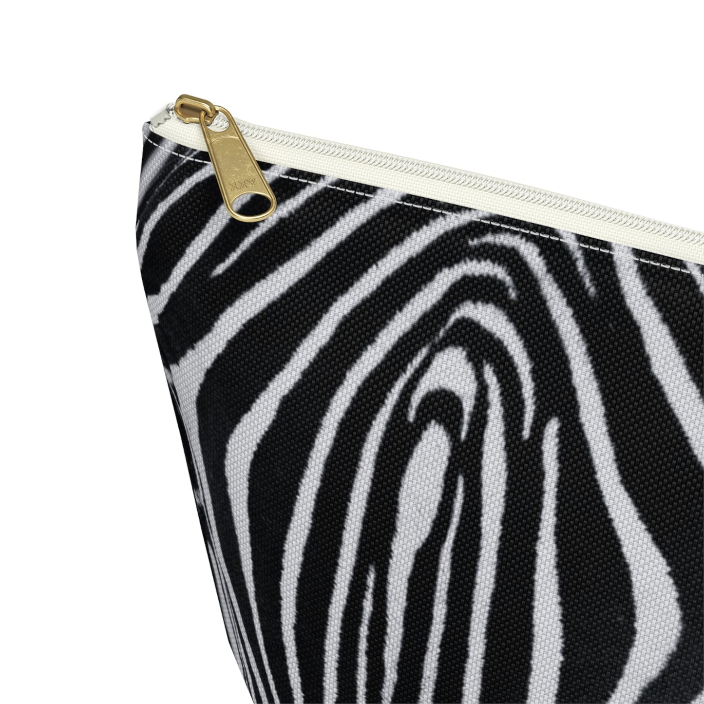 Zebra Closeup Black & White Makeup Zipper Accessory Pouch w T-bottom