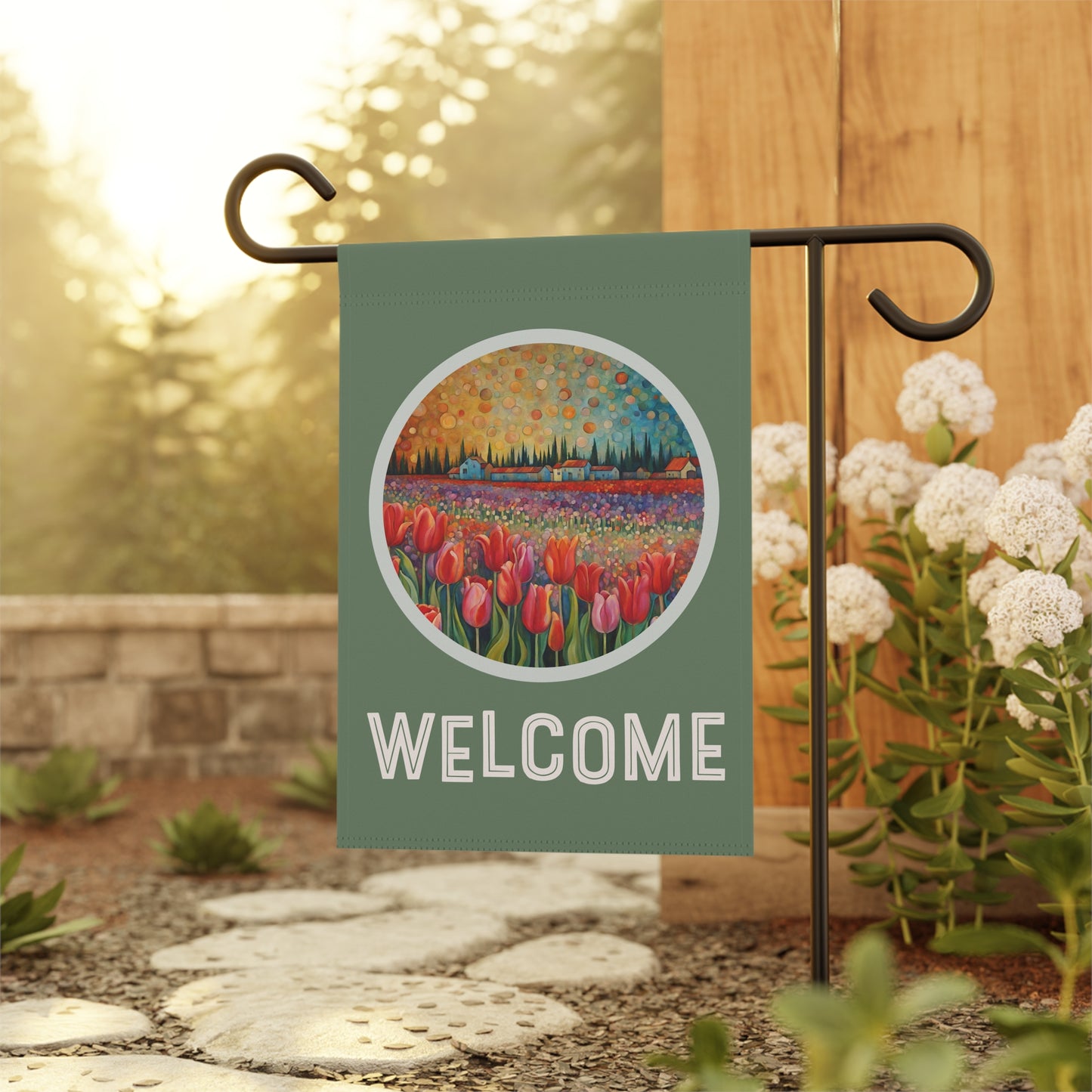 Tulip Farm Welcome 2-Sided Garden & House Flag/Banner