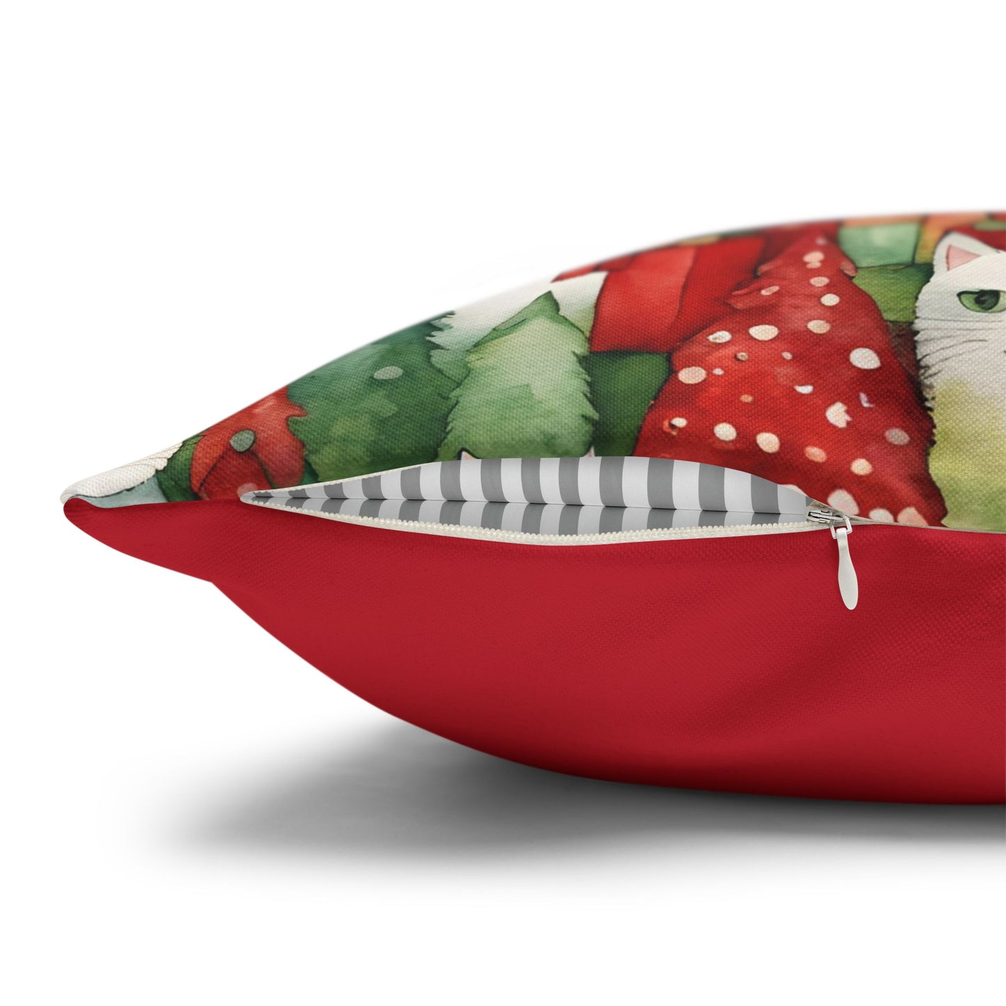 Meowy Christmas Square Poly Canvas Pillowcase