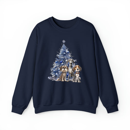 Waiting For Santa Dog Trio Unisex Heavy Blend™ Crewneck Sweatshirt