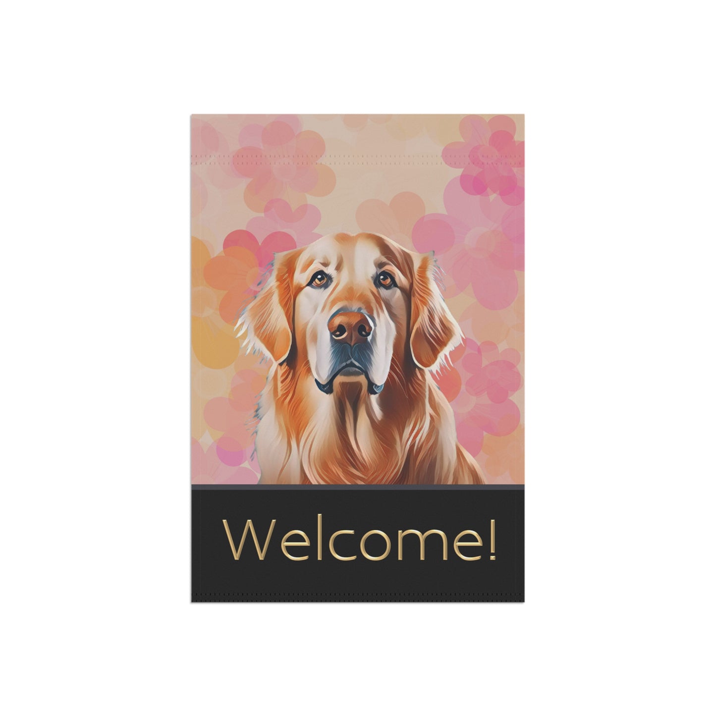 Golden Retriever Floral Welcome 2-Sided Garden & House Flag/Banner