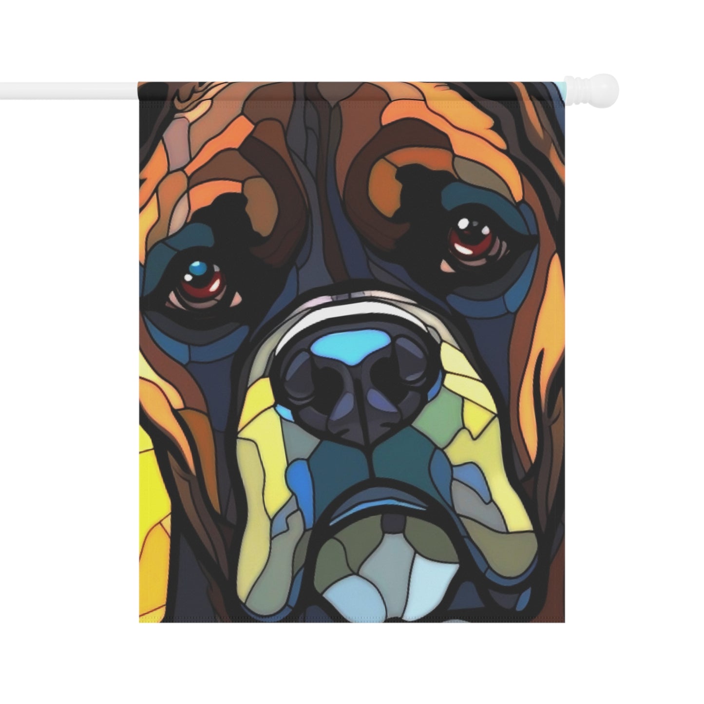 Boxer Face Stained Glass Look 2-Sided Garden & House Flag/Banner