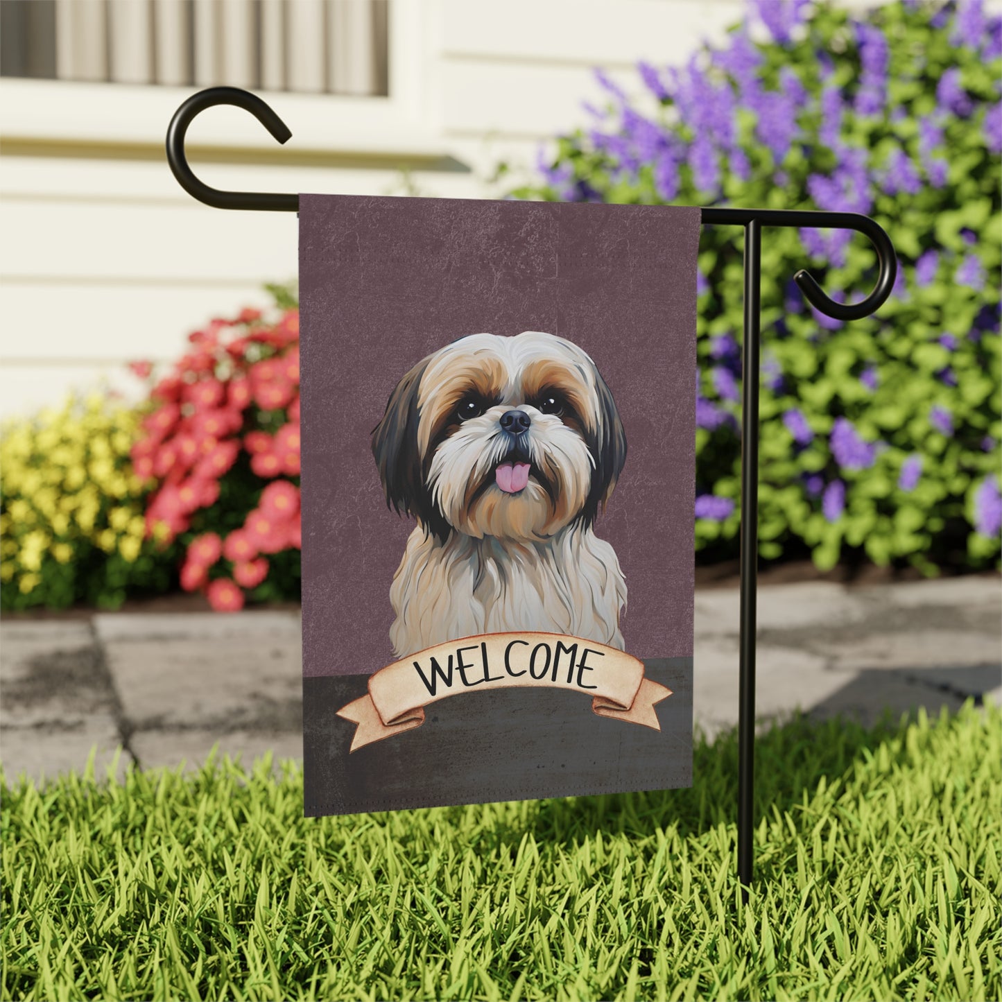 Shih Tzu Welcome 2-Sided Garden & House Flag/Banner