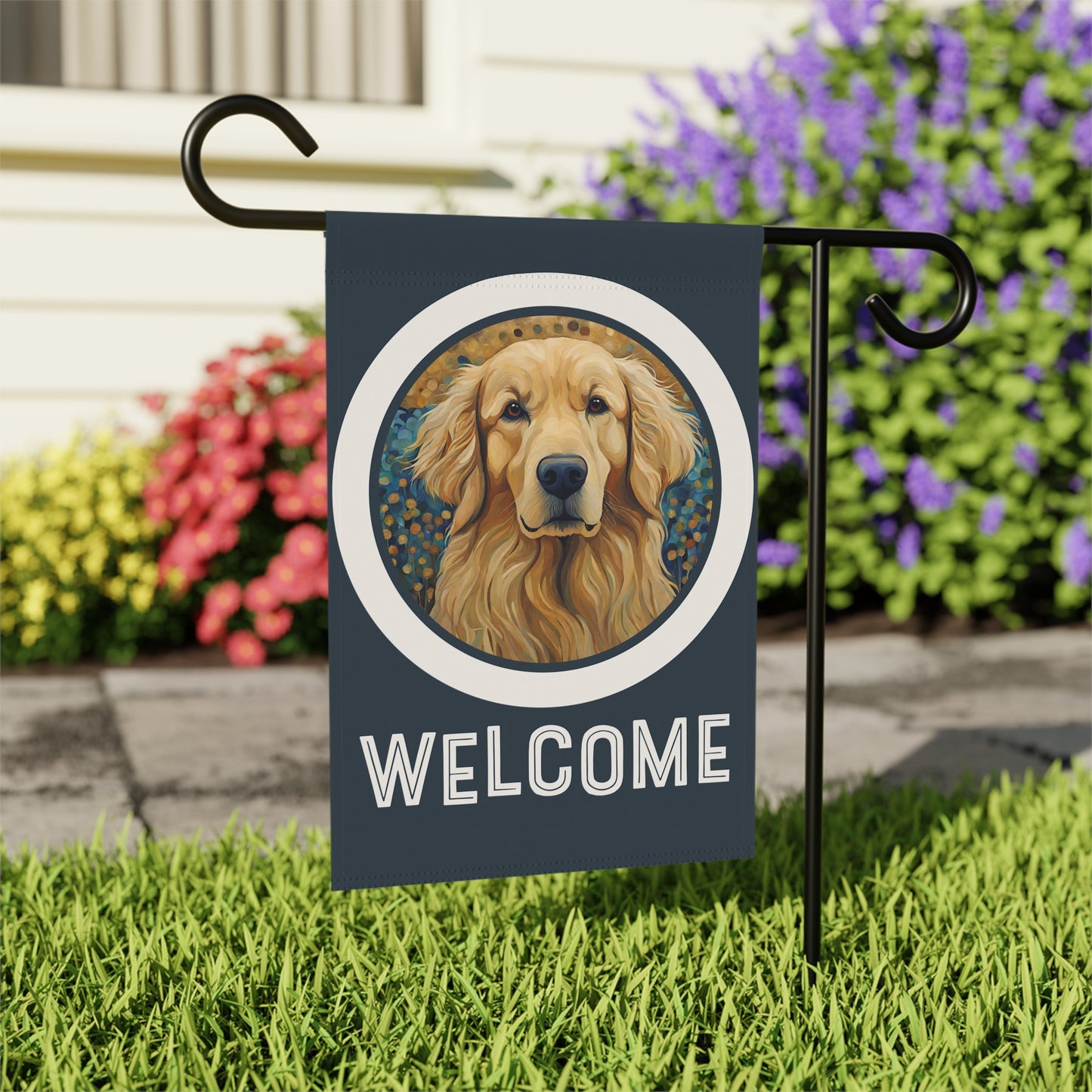 Golden Retriever 2 Welcome 2-Sided Garden & House Flag/Banner