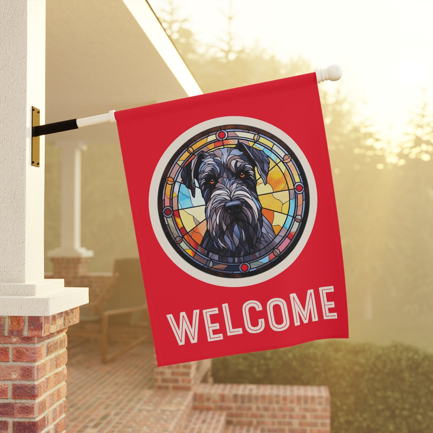 Giant Schnauzer Welcome 2-Sided Garden & House Flag/Banner