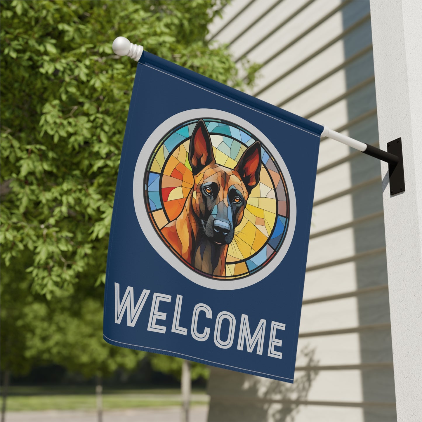 Belgian Malinois Welcome 2-Sided Garden & House Flag/Banner