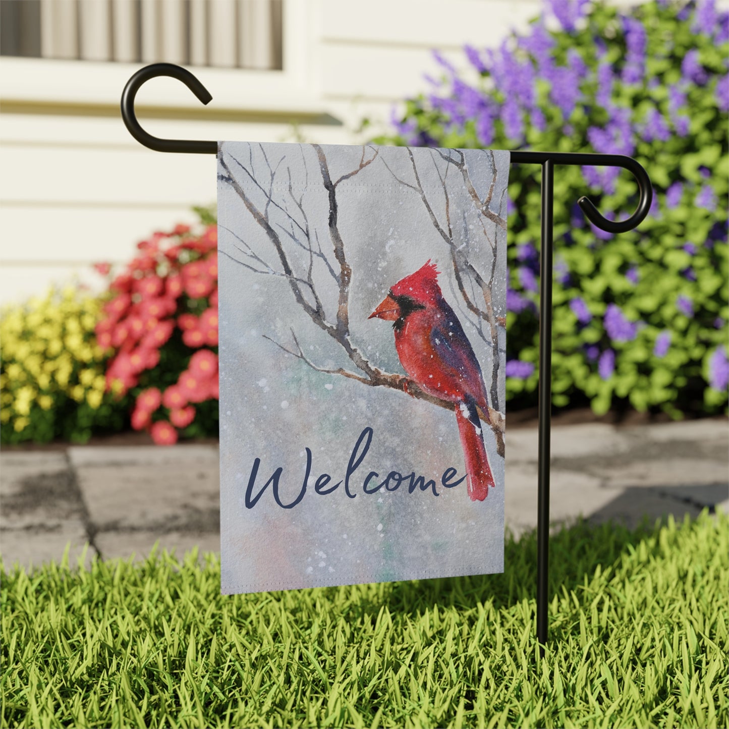 Welcome Winter Cardinal 2-Sided Garden & House Banner