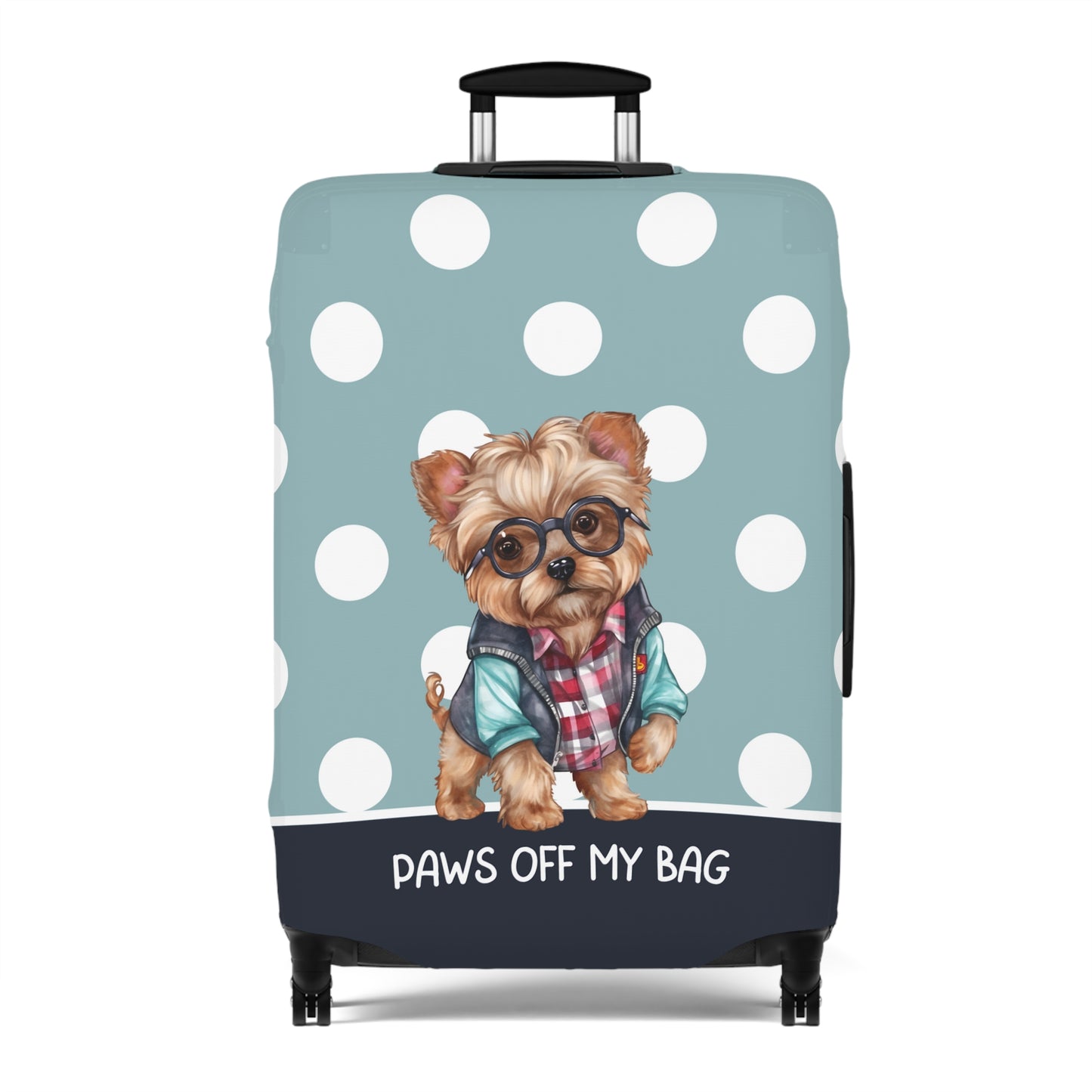 Yorkie In Jacket & Glasses Paws Of My Bag Luggage Cover