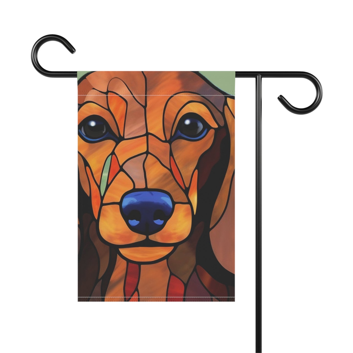 Dachshund Face Stained Glass 2-Sided Garden & House Flag/Banner