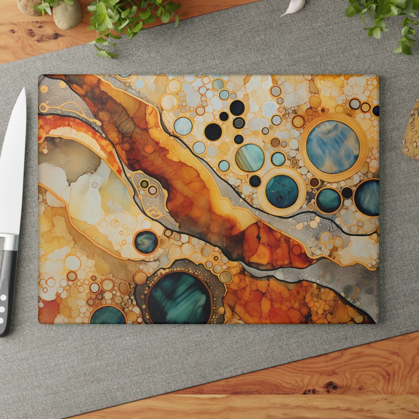 Microscopic Abstract Tempered Glass Cutting Board