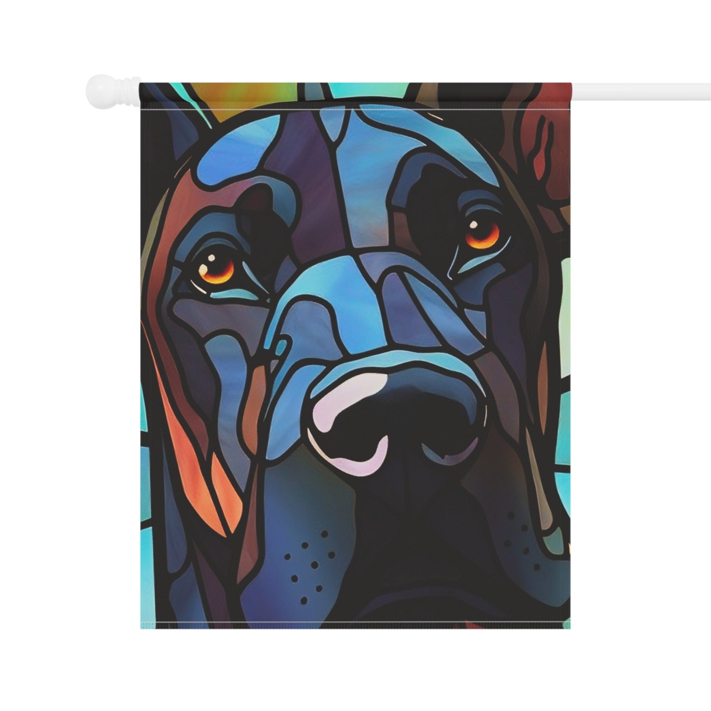 Great Dane Face Stained Glass Look 2-Sided Garden & House Flag/Banner