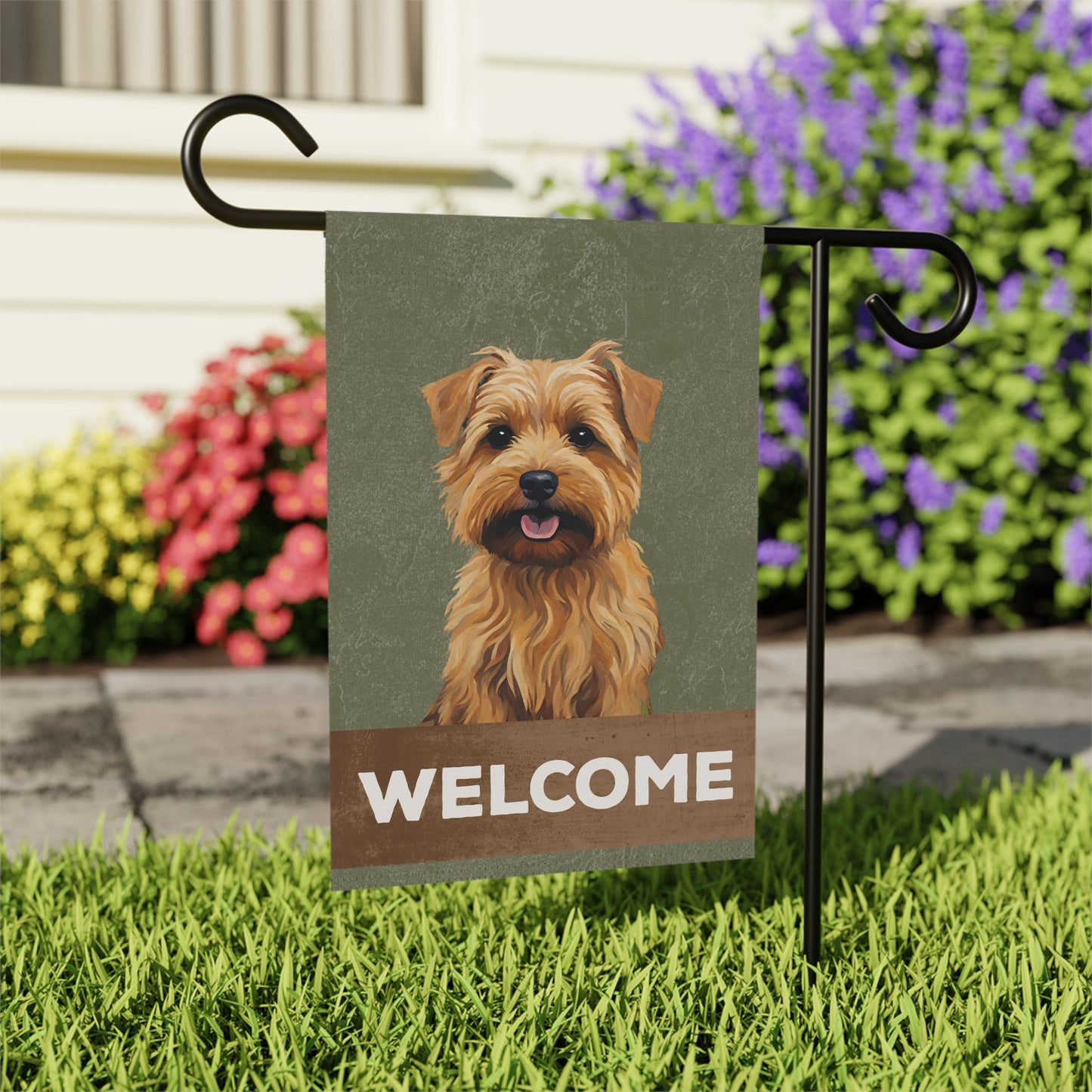 Norfolk Terrier Welcome 2-Sided Garden & House Flag/Banner