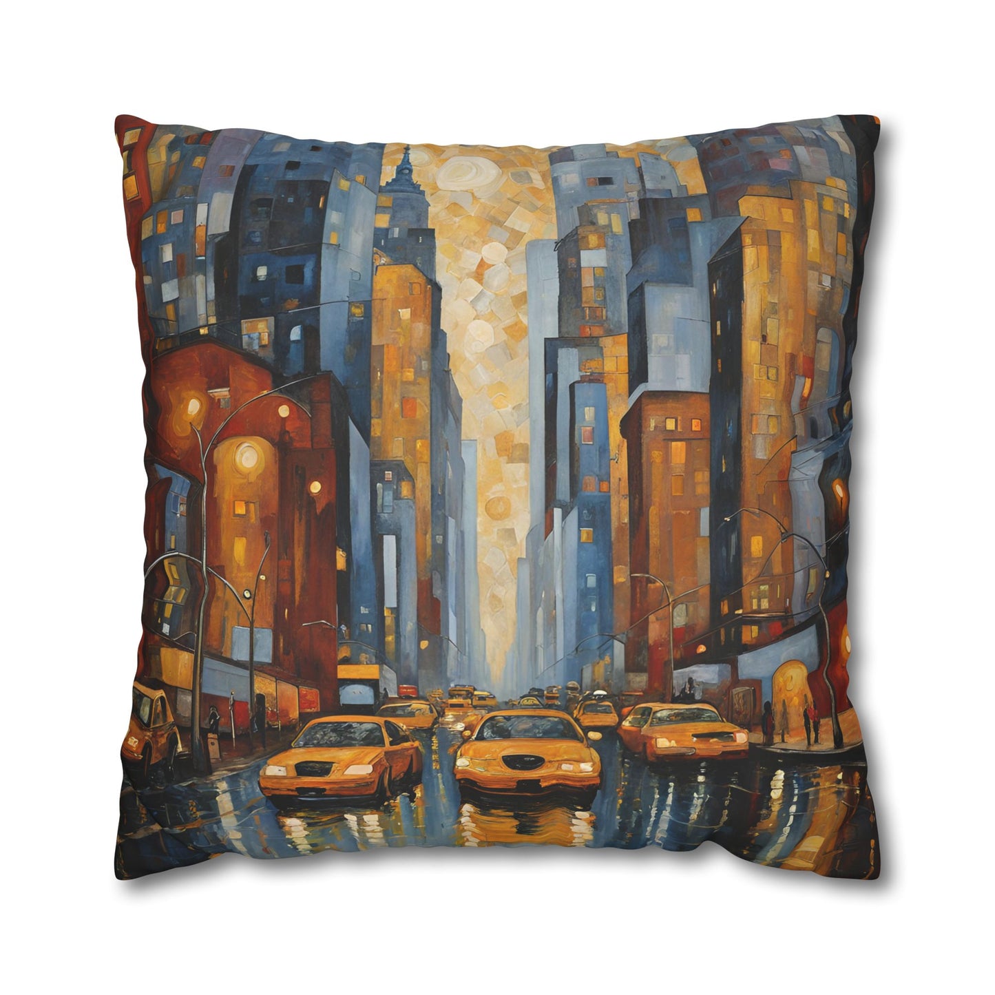 New York Square Poly Canvas Pillowcase