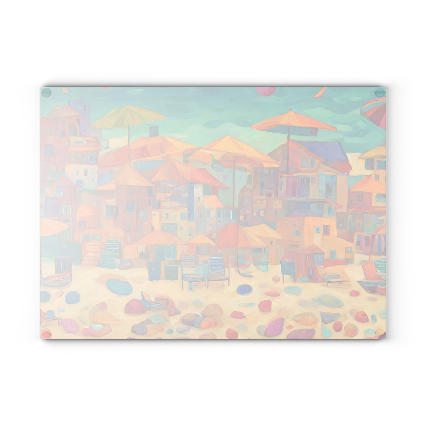 Seaside in Living Color Tempered Glass Cutting Board