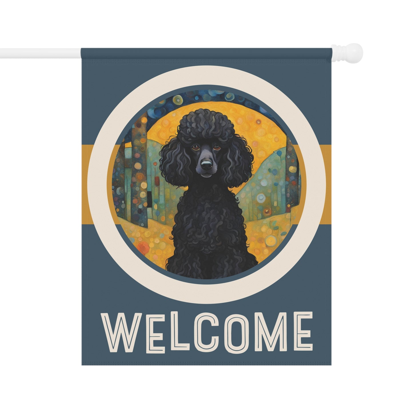 Black Poodle Welcome 2-Sided Garden & House Flag/Banner