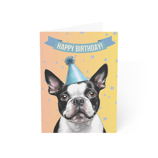 Boston Terrier Happy Birthday 5 x 7 Greeting Cards (10 Pack)