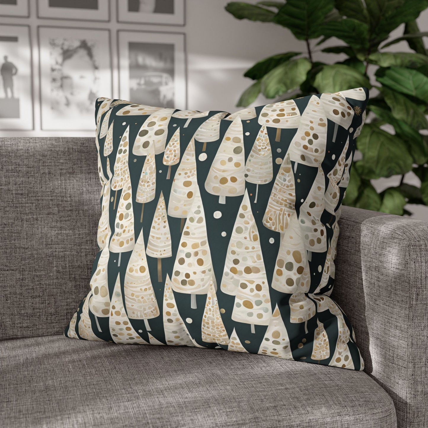 Tree Cones Square Poly Canvas Pillowcase