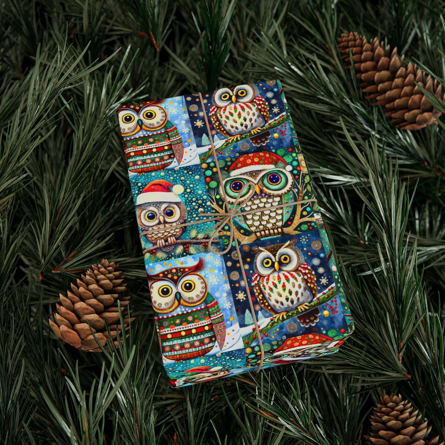 Funky Christmas Owls Wrapping Papers