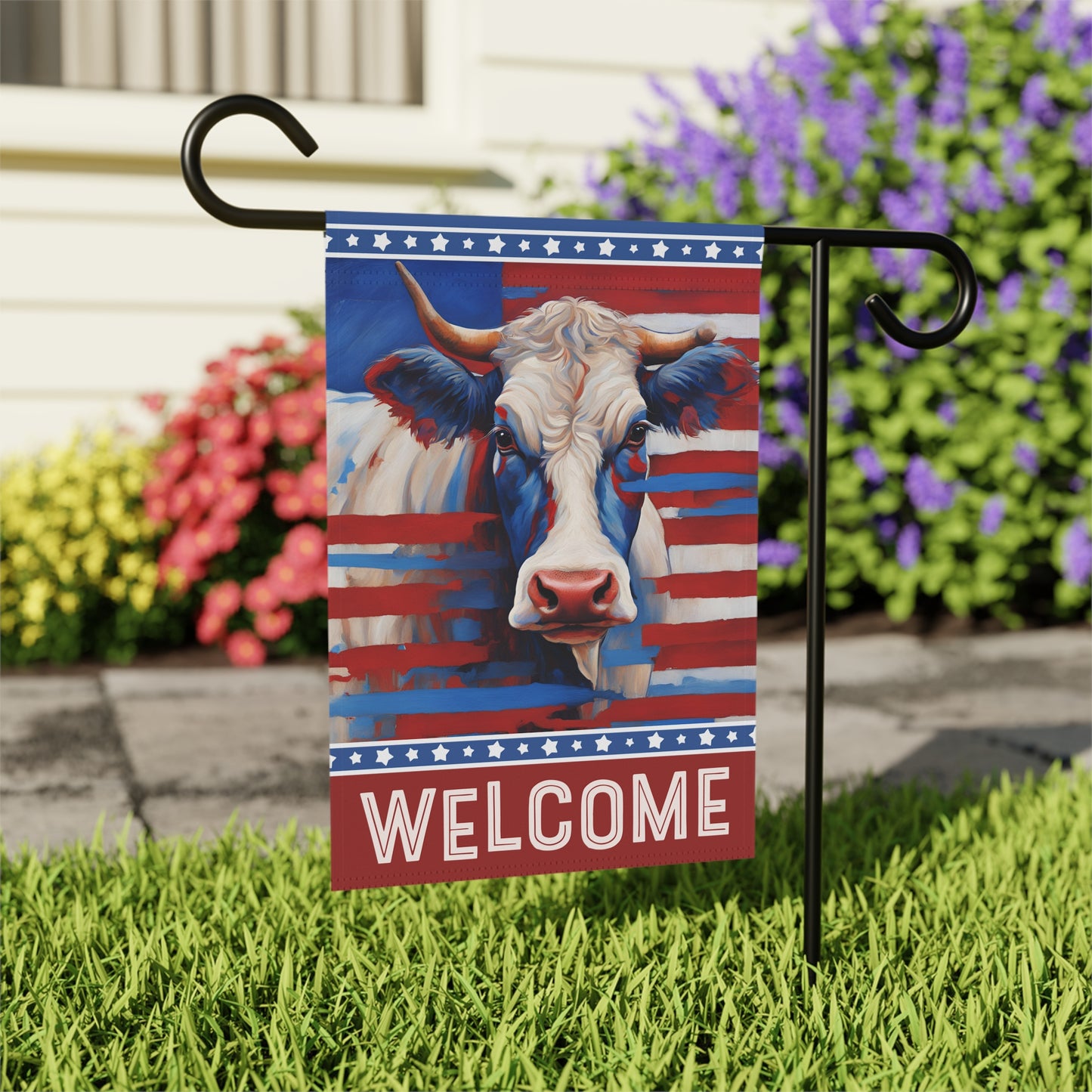 All American Cow Welcome 2-Sided Garden & House Flag/Banner