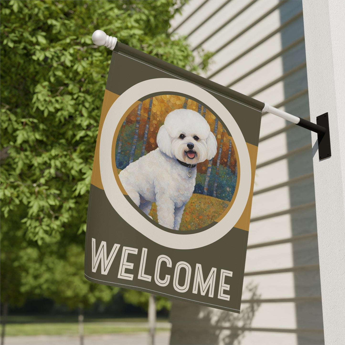 Bichon Frise Welcome 2-Sided Garden & House Flag/Banner