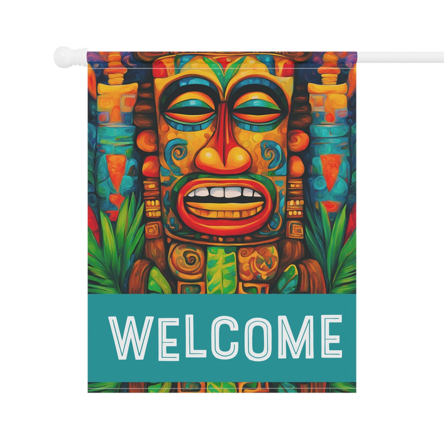 Happy Tiki Welcome 2-Sided Garden & House Flag/Banner