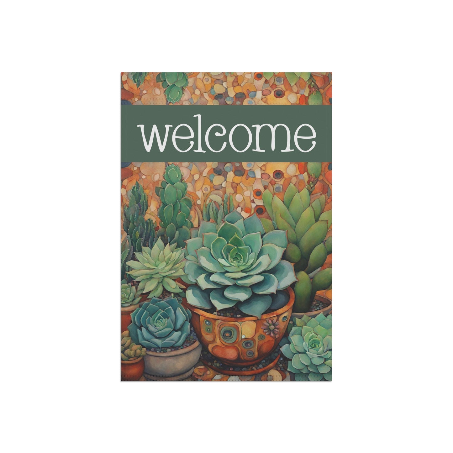 Succulents Welcome 2-Sided Garden & House Flag/Banner