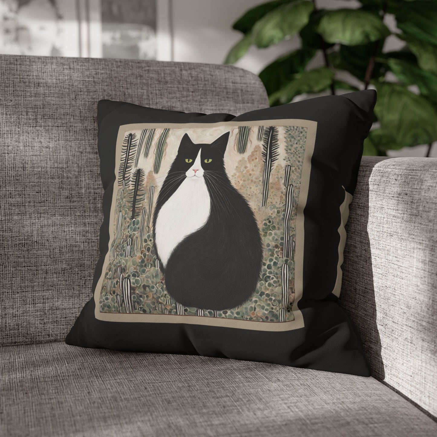 Colby Cat Square Poly Canvas Pillowcase